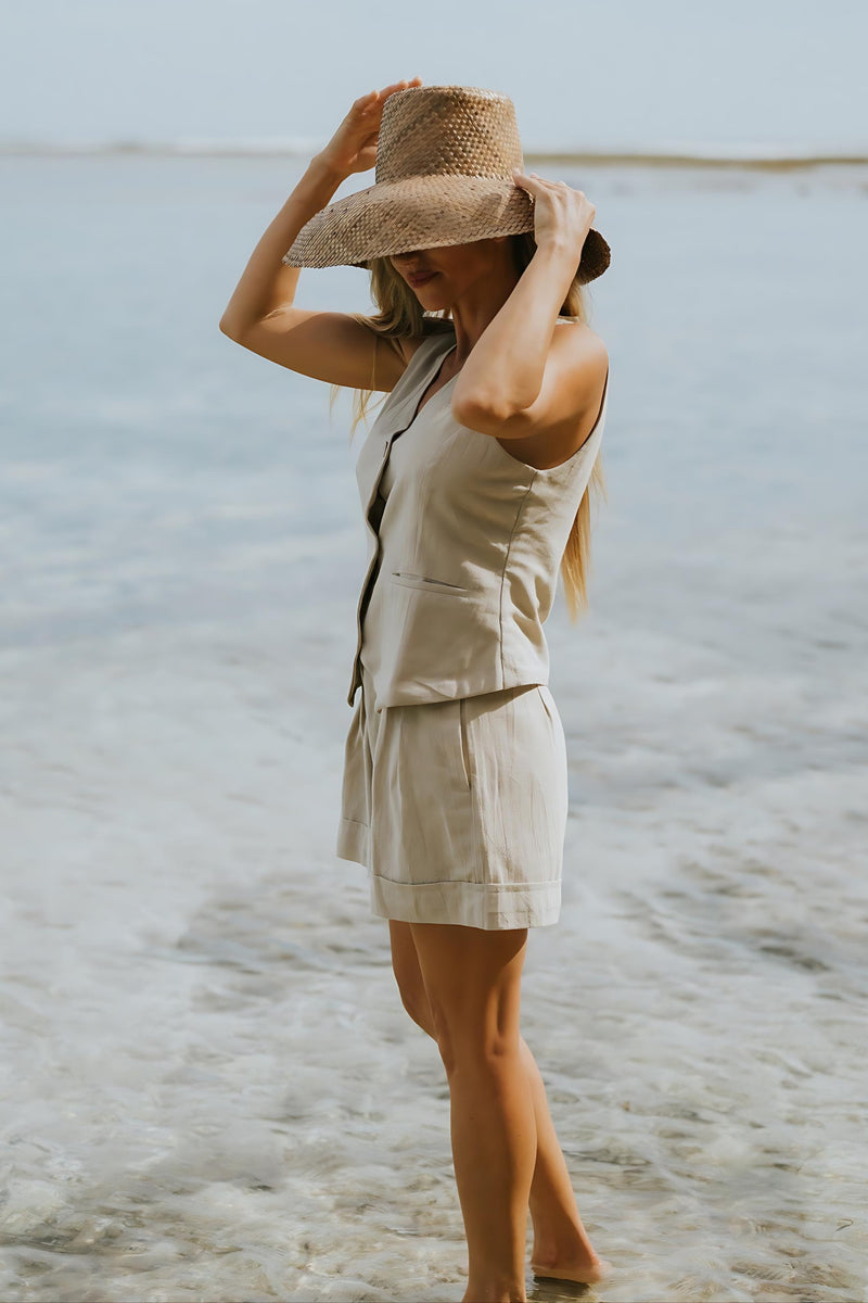 Island Luxe Carrie Vest Top in Natural