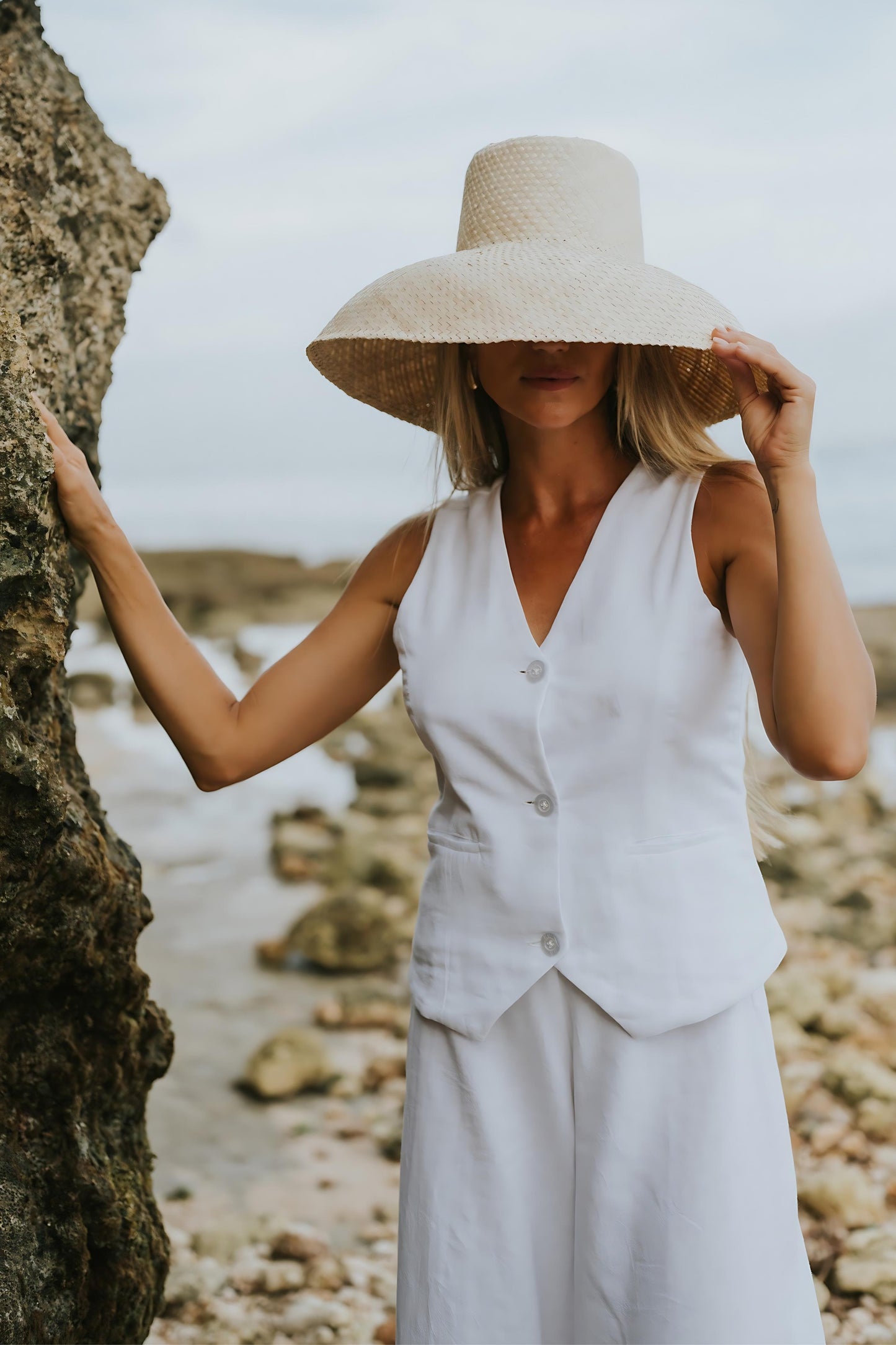 Island Luxe Carrie Vest Top in White