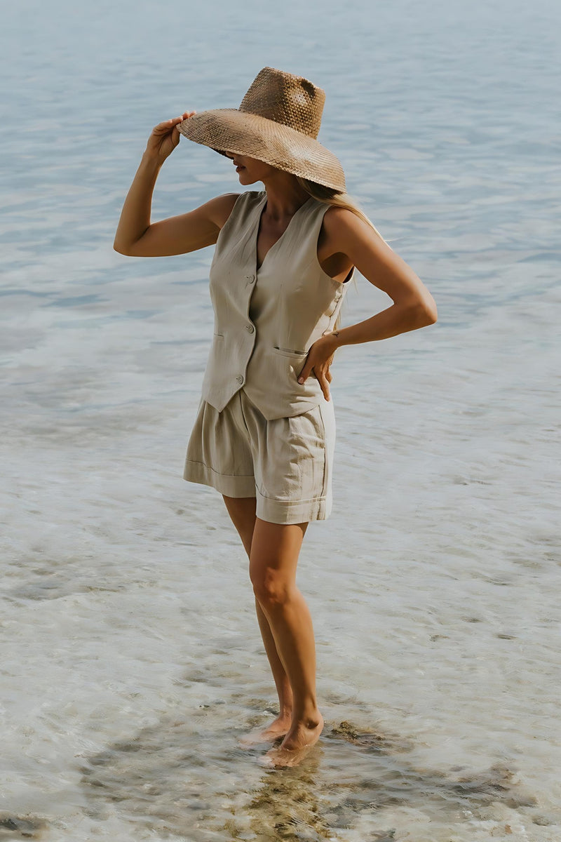 Island Luxe Carrie Vest Top in Natural